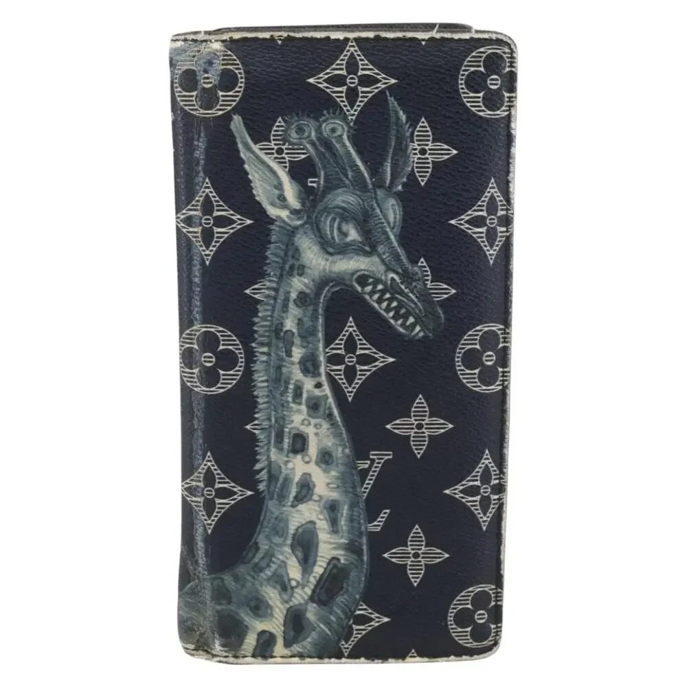 Louis Vuitton Monogram Savanna Portefeuille Braza Wallet Navy